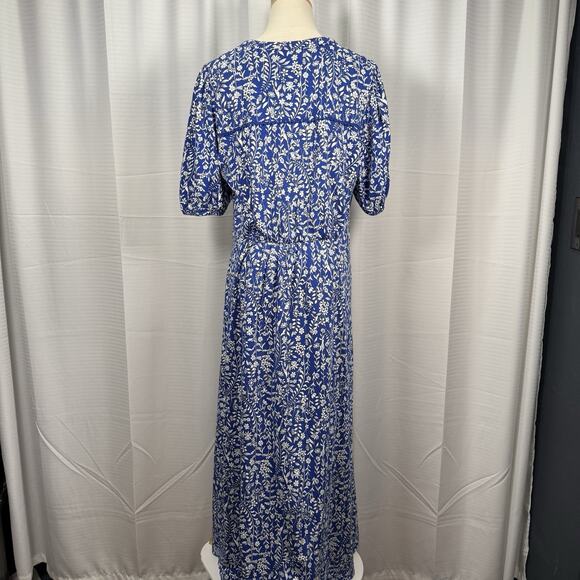 Boden Trim Detail Midi Dress Jersey Blue Floral Women’s Size 10 Regular - Picture 7 of 13